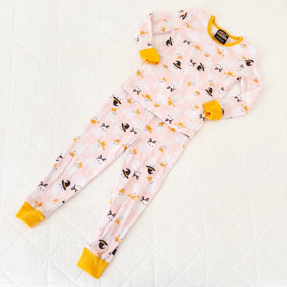 4 PJs and Pumpkins Girl Ghost Print Pajama Set Halloween